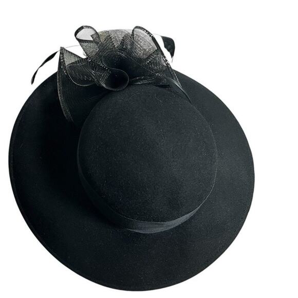 Kentucky Derby Millinery Hat Black Church Feathers Embellished Wide Kathy Jeanne main image 6